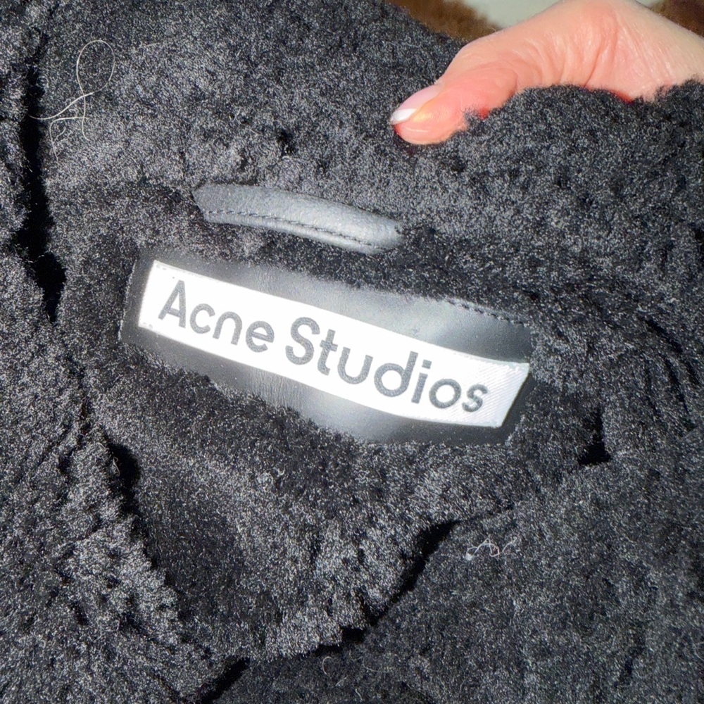 Acne Velocite Black Shearling Jacket Size 34. - Picture 2 of 15